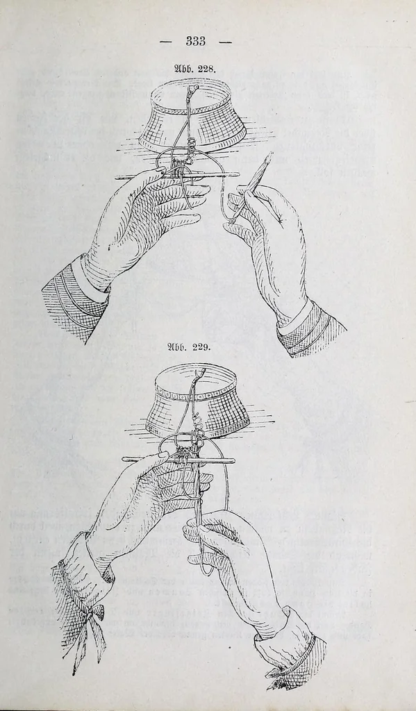 An illustration from Methodik des Handarbeits-Unterreichtes : für Lehrerinnen-Gildungsanstalten und zur Fortbildung für Arbeitslehrerinnen an Volks- und Bürgerschulen, 1903, leaf 347