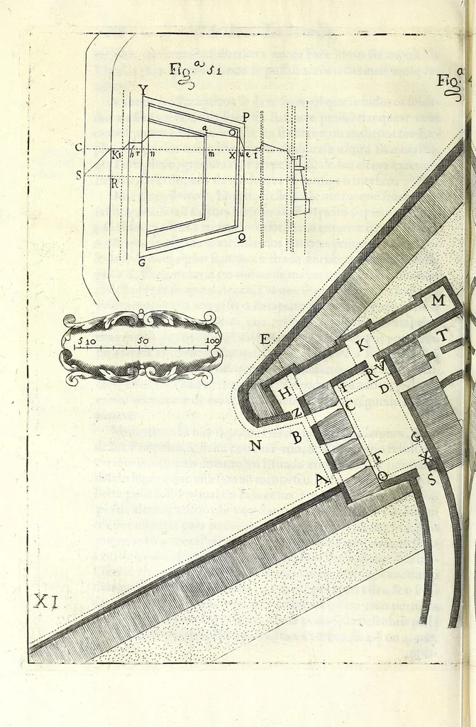 An illustration from Methodo lusitanico de desenhar as fortificaçoens das praças regulares & irregulares : fortes de campanha, e outras obras pertencentes a architectura militar, distribuido em duas partes operativa e qualificativa, 1680, leaf 190