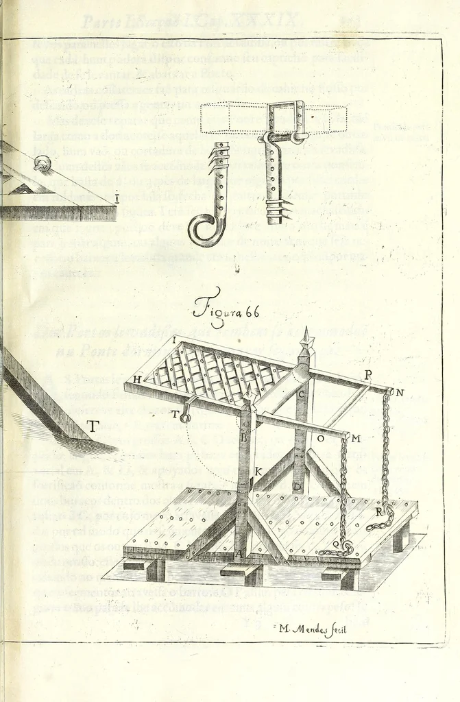 An illustration from Methodo lusitanico de desenhar as fortificaçoens das praças regulares & irregulares : fortes de campanha, e outras obras pertencentes a architectura militar, distribuido em duas partes operativa e qualificativa, 1680, leaf 255