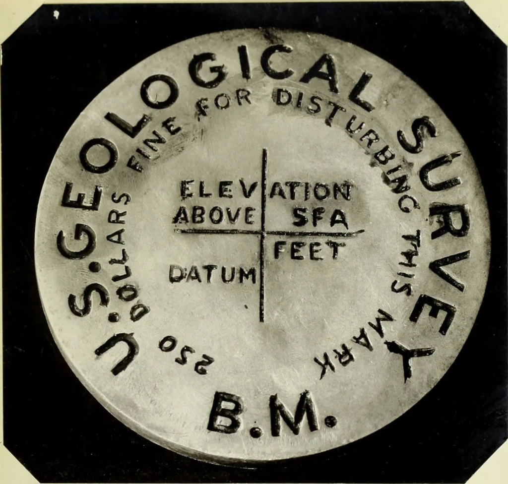 An illustration from The methods used in primary level and triangulation work in unsettled and broken country, 1909, leaf 104