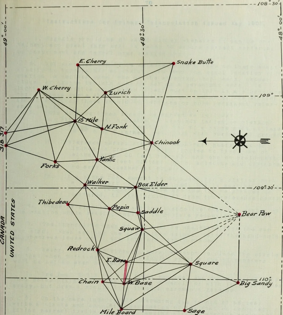 An illustration from The methods used in primary level and triangulation work in unsettled and broken country, 1909, leaf 148