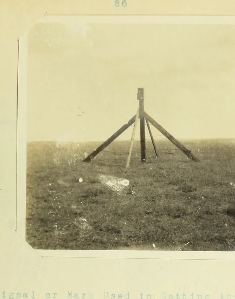 An illustration from The methods used in primary level and triangulation work in unsettled and broken country, 1909, leaf 180
