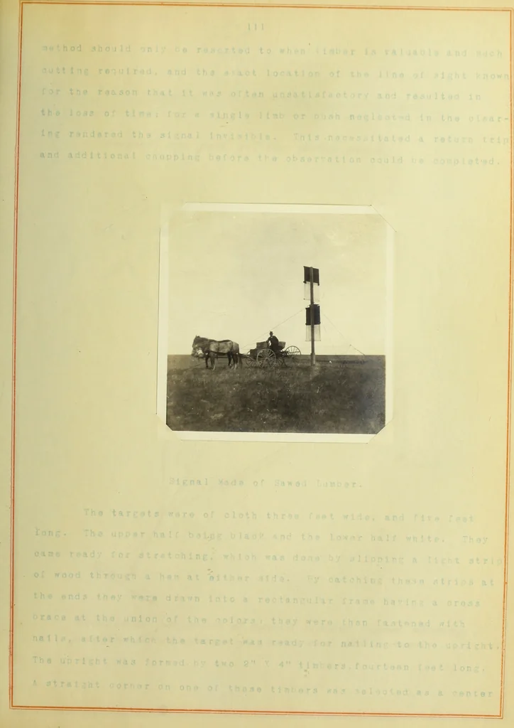 An illustration from The methods used in primary level and triangulation work in unsettled and broken country, 1909, leaf 230