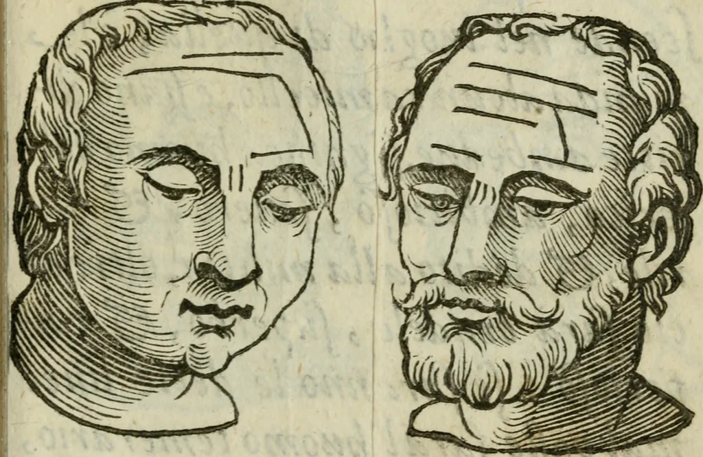 An illustration from La metoposcopia, ouero, Com[m]ensuratione delle linee della fronte : trattato, 1626, leaf 118