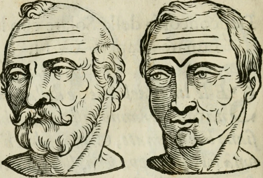 An illustration from La metoposcopia, ouero, Com[m]ensuratione delle linee della fronte : trattato, 1626, leaf 127