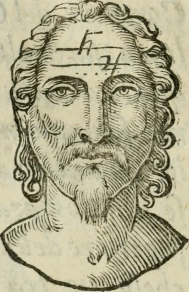 An illustration from La metoposcopia, ouero, Com[m]ensuratione delle linee della fronte : trattato, 1626, leaf 31