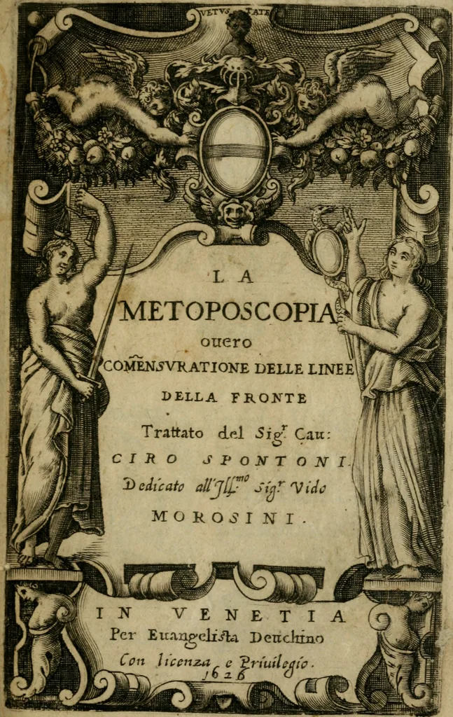 An illustration from La metoposcopia, ouero, Com[m]ensuratione delle linee della fronte : trattato, 1626, leaf 4