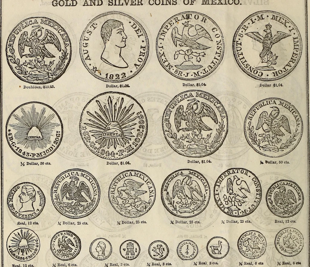 An illustration from Metropolitan coin book, containing accurate engravings of the various gold, silver and other coins now in circulation throughout the world;, 1865, leaf 11