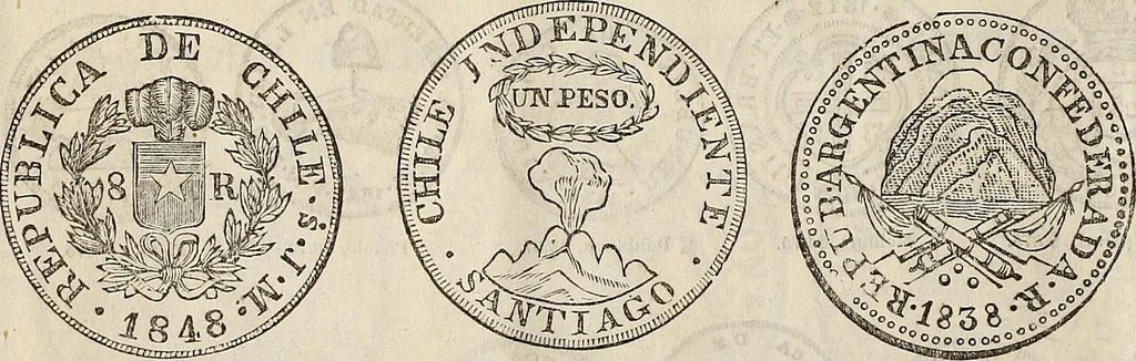 An illustration from Metropolitan coin book, containing accurate engravings of the various gold, silver and other coins now in circulation throughout the world;, 1865, leaf 13