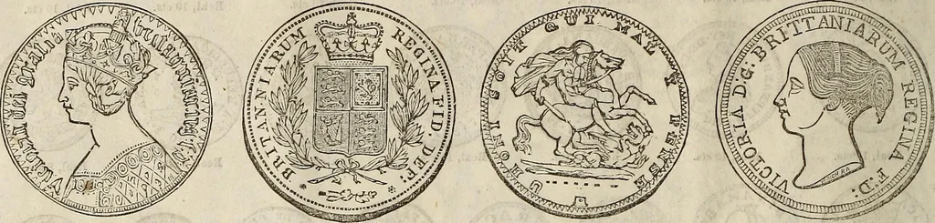 An illustration from Metropolitan coin book, containing accurate engravings of the various gold, silver and other coins now in circulation throughout the world;, 1865, leaf 17