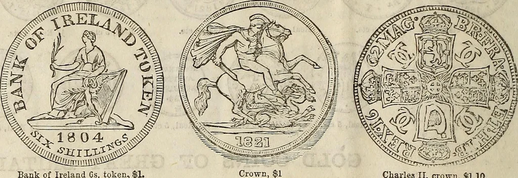 An illustration from Metropolitan coin book, containing accurate engravings of the various gold, silver and other coins now in circulation throughout the world;, 1865, leaf 17