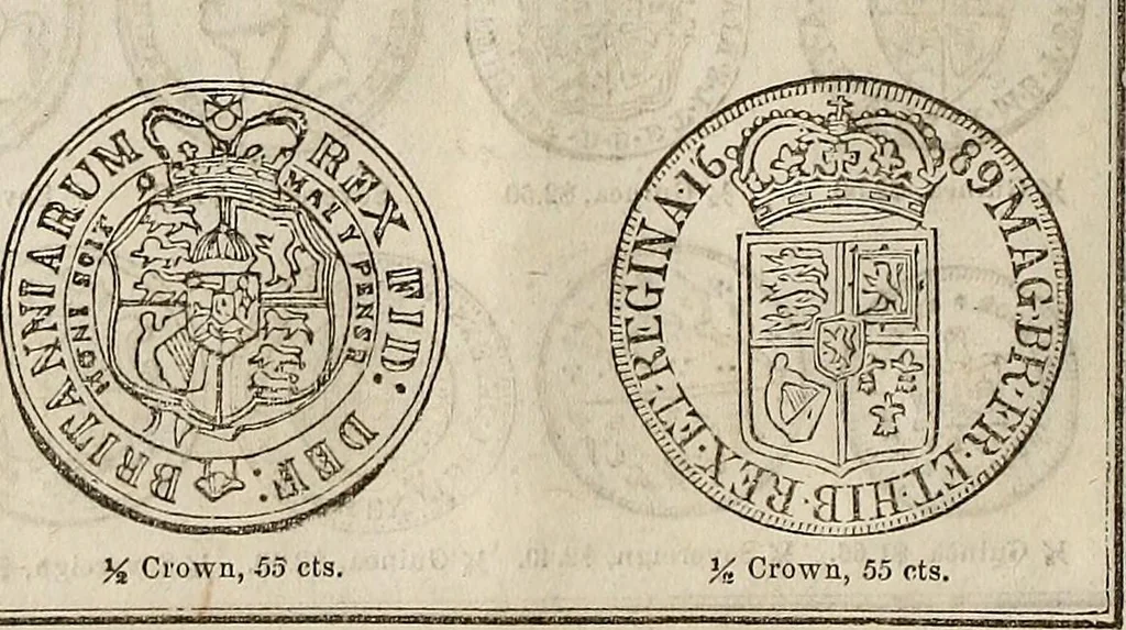 An illustration from Metropolitan coin book, containing accurate engravings of the various gold, silver and other coins now in circulation throughout the world;, 1865, leaf 17