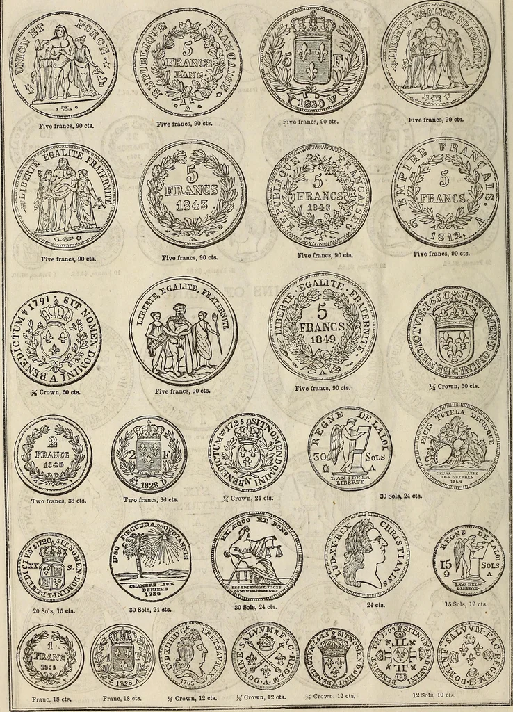 An illustration from Metropolitan coin book, containing accurate engravings of the various gold, silver and other coins now in circulation throughout the world;, 1865, leaf 21