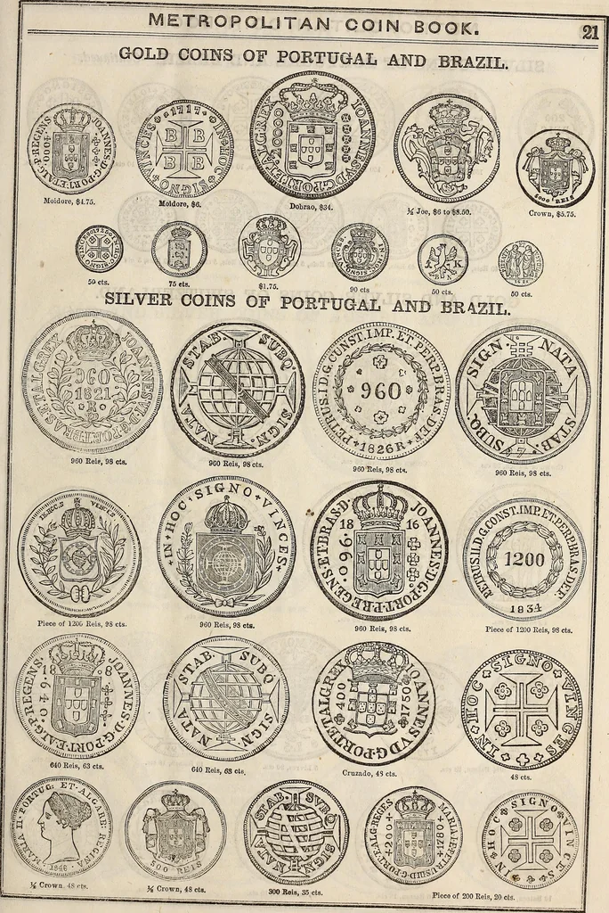 An illustration from Metropolitan coin book, containing accurate engravings of the various gold, silver and other coins now in circulation throughout the world;, 1865, leaf 24