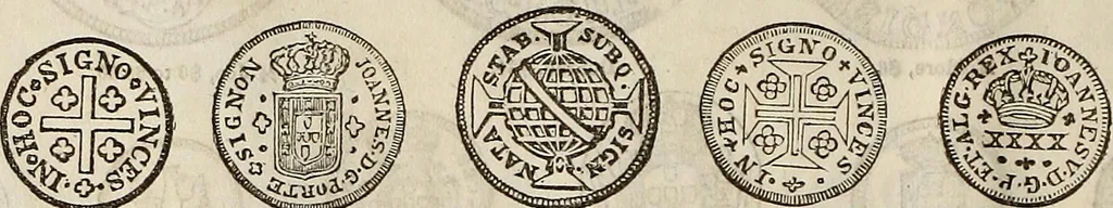 An illustration from Metropolitan coin book, containing accurate engravings of the various gold, silver and other coins now in circulation throughout the world;, 1865, leaf 25