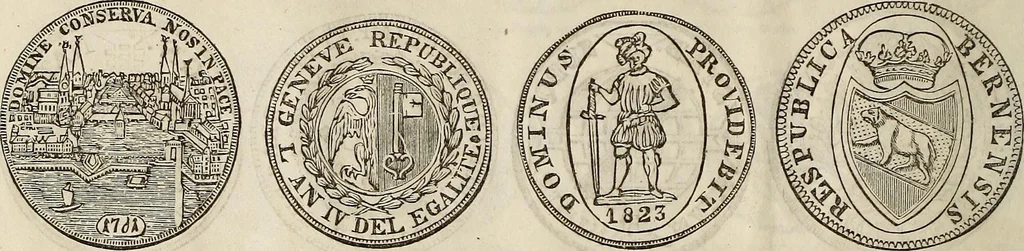 An illustration from Metropolitan coin book, containing accurate engravings of the various gold, silver and other coins now in circulation throughout the world;, 1865, leaf 25