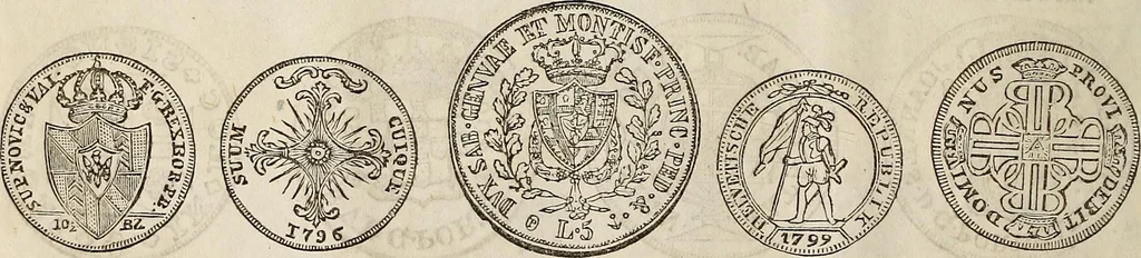 An illustration from Metropolitan coin book, containing accurate engravings of the various gold, silver and other coins now in circulation throughout the world;, 1865, leaf 25