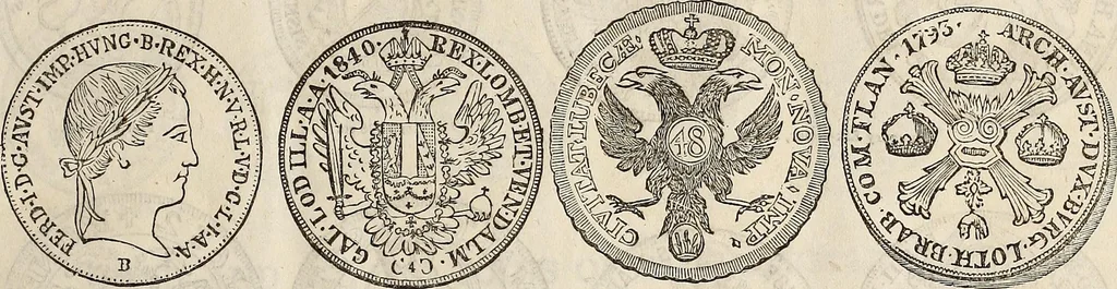 An illustration from Metropolitan coin book, containing accurate engravings of the various gold, silver and other coins now in circulation throughout the world;, 1865, leaf 26