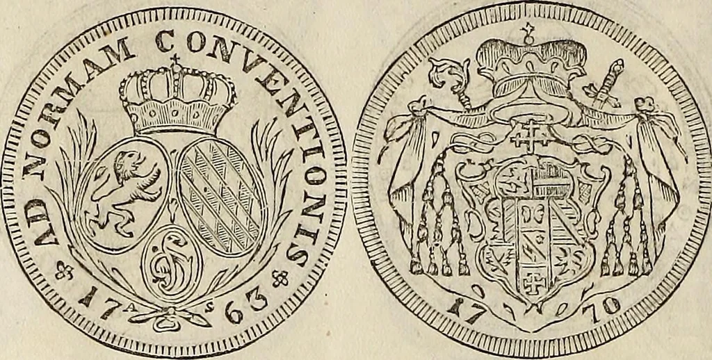 An illustration from Metropolitan coin book, containing accurate engravings of the various gold, silver and other coins now in circulation throughout the world;, 1865, leaf 31