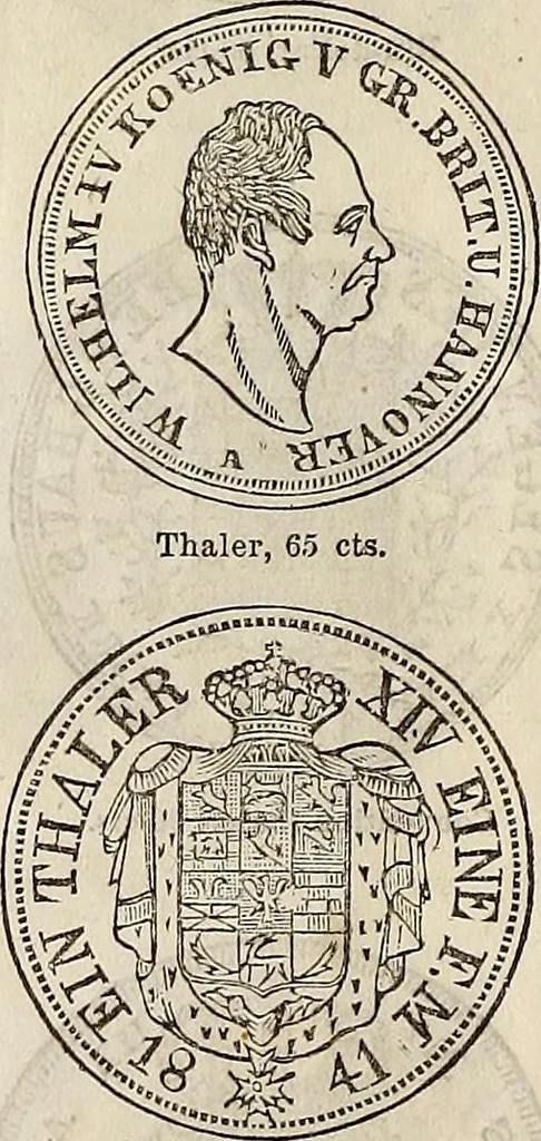 An illustration from Metropolitan coin book, containing accurate engravings of the various gold, silver and other coins now in circulation throughout the world;, 1865, leaf 33