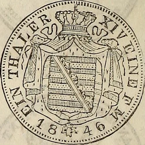An illustration from Metropolitan coin book, containing accurate engravings of the various gold, silver and other coins now in circulation throughout the world;, 1865, leaf 33