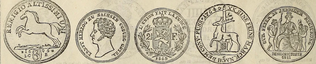 An illustration from Metropolitan coin book, containing accurate engravings of the various gold, silver and other coins now in circulation throughout the world;, 1865, leaf 35