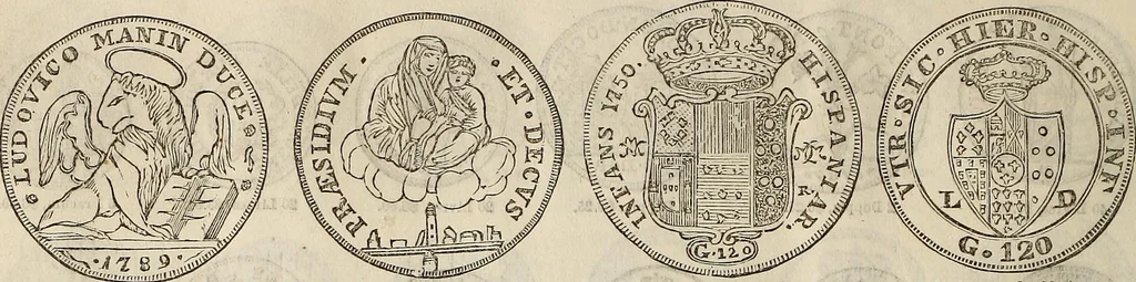 An illustration from Metropolitan coin book, containing accurate engravings of the various gold, silver and other coins now in circulation throughout the world;, 1865, leaf 39