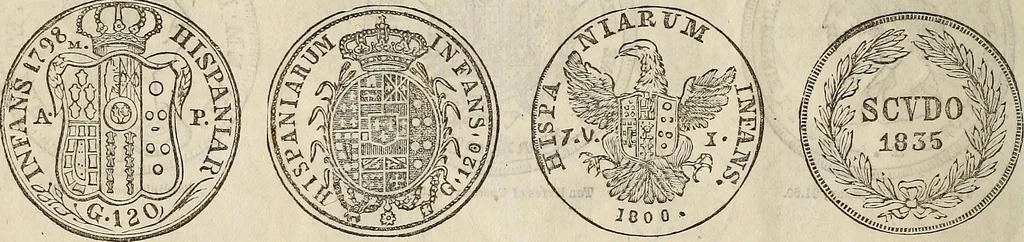 An illustration from Metropolitan coin book, containing accurate engravings of the various gold, silver and other coins now in circulation throughout the world;, 1865, leaf 39