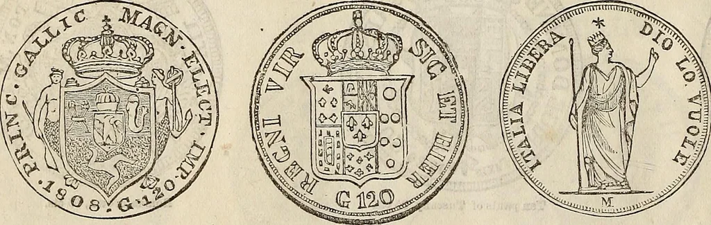 An illustration from Metropolitan coin book, containing accurate engravings of the various gold, silver and other coins now in circulation throughout the world;, 1865, leaf 39