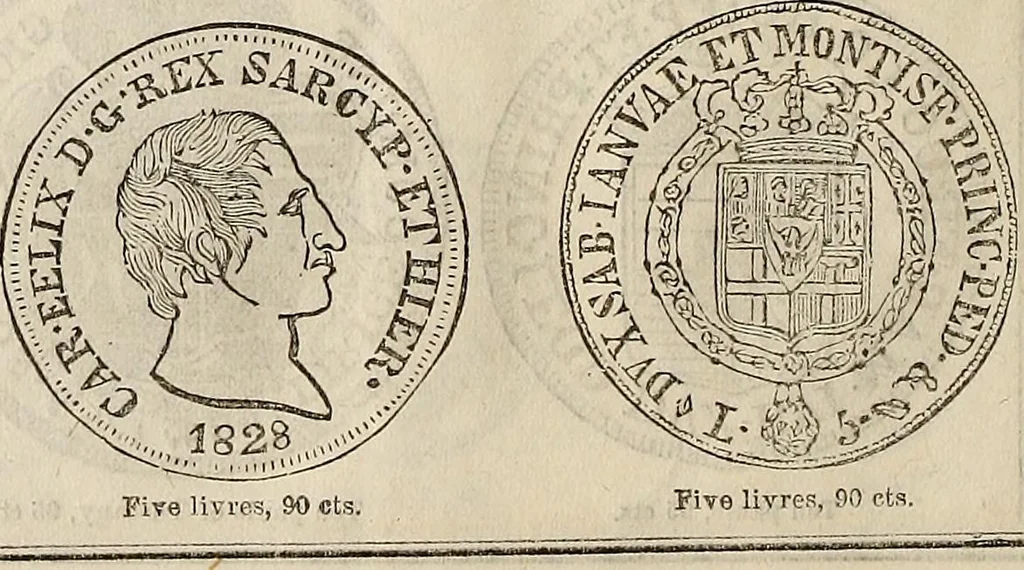 An illustration from Metropolitan coin book, containing accurate engravings of the various gold, silver and other coins now in circulation throughout the world;, 1865, leaf 39