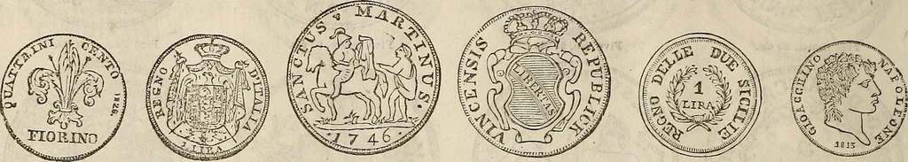 An illustration from Metropolitan coin book, containing accurate engravings of the various gold, silver and other coins now in circulation throughout the world;, 1865, leaf 41