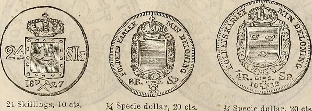 An illustration from Metropolitan coin book, containing accurate engravings of the various gold, silver and other coins now in circulation throughout the world;, 1865, leaf 42