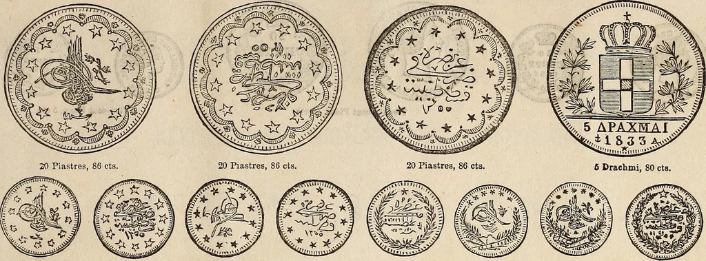 An illustration from Metropolitan coin book, containing accurate engravings of the various gold, silver and other coins now in circulation throughout the world;, 1865, leaf 46