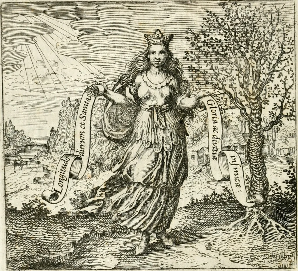 An illustration from Michaelis Majeri ... Secretioris naturae secretorum scrutinium chymicum : per oculis et intellectui accuratè accommodata, figuris cupro appositissimè incisa, ingeniosissima emblemata, hisque confines, & ad rem egregiè facientes sententias, doctissimaque item epigrammata, illustratum .., 1687, leaf 101
