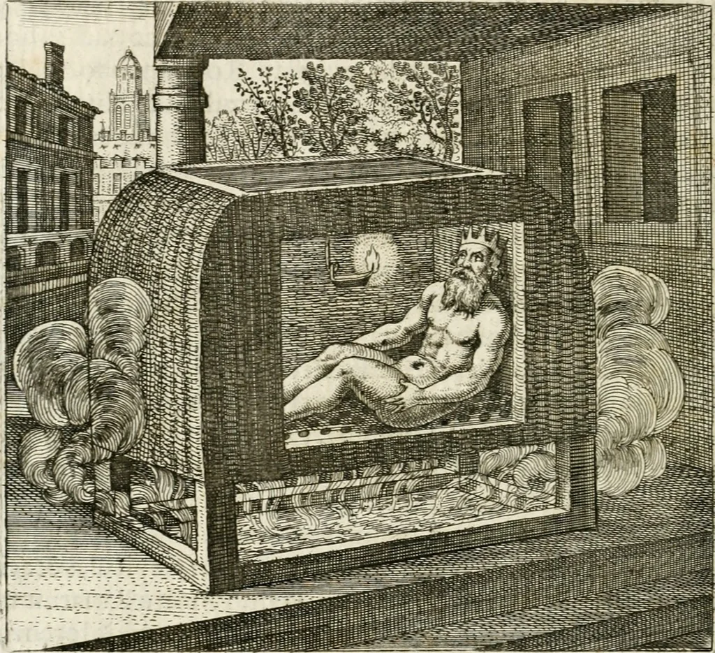 An illustration from Michaelis Majeri ... Secretioris naturae secretorum scrutinium chymicum : per oculis et intellectui accuratè accommodata, figuris cupro appositissimè incisa, ingeniosissima emblemata, hisque confines, & ad rem egregiè facientes sententias, doctissimaque item epigrammata, illustratum .., 1687, leaf 107