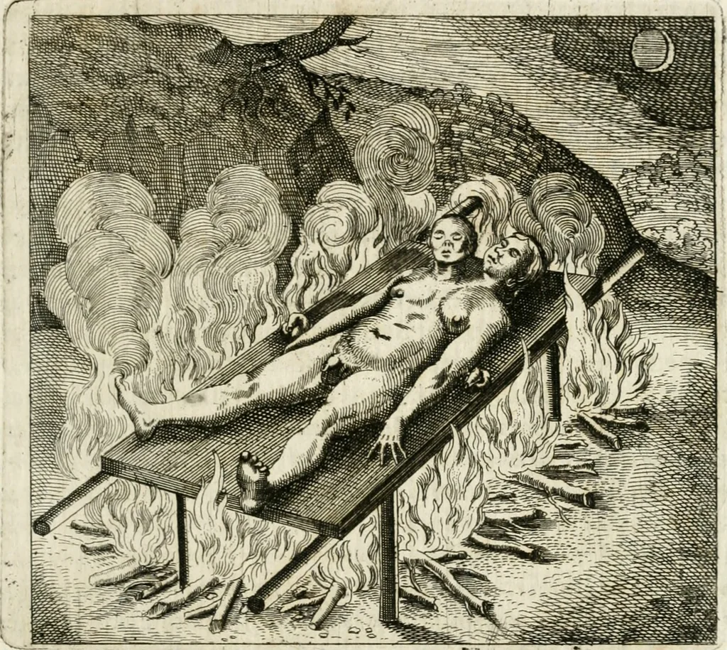 An illustration from Michaelis Majeri ... Secretioris naturae secretorum scrutinium chymicum : per oculis et intellectui accuratè accommodata, figuris cupro appositissimè incisa, ingeniosissima emblemata, hisque confines, & ad rem egregiè facientes sententias, doctissimaque item epigrammata, illustratum .., 1687, leaf 122