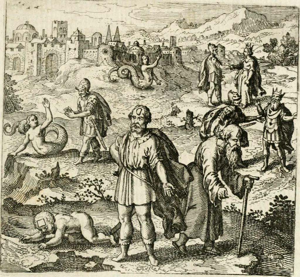 An illustration from Michaelis Majeri ... Secretioris naturae secretorum scrutinium chymicum : per oculis et intellectui accuratè accommodata, figuris cupro appositissimè incisa, ingeniosissima emblemata, hisque confines, & ad rem egregiè facientes sententias, doctissimaque item epigrammata, illustratum .., 1687, leaf 140
