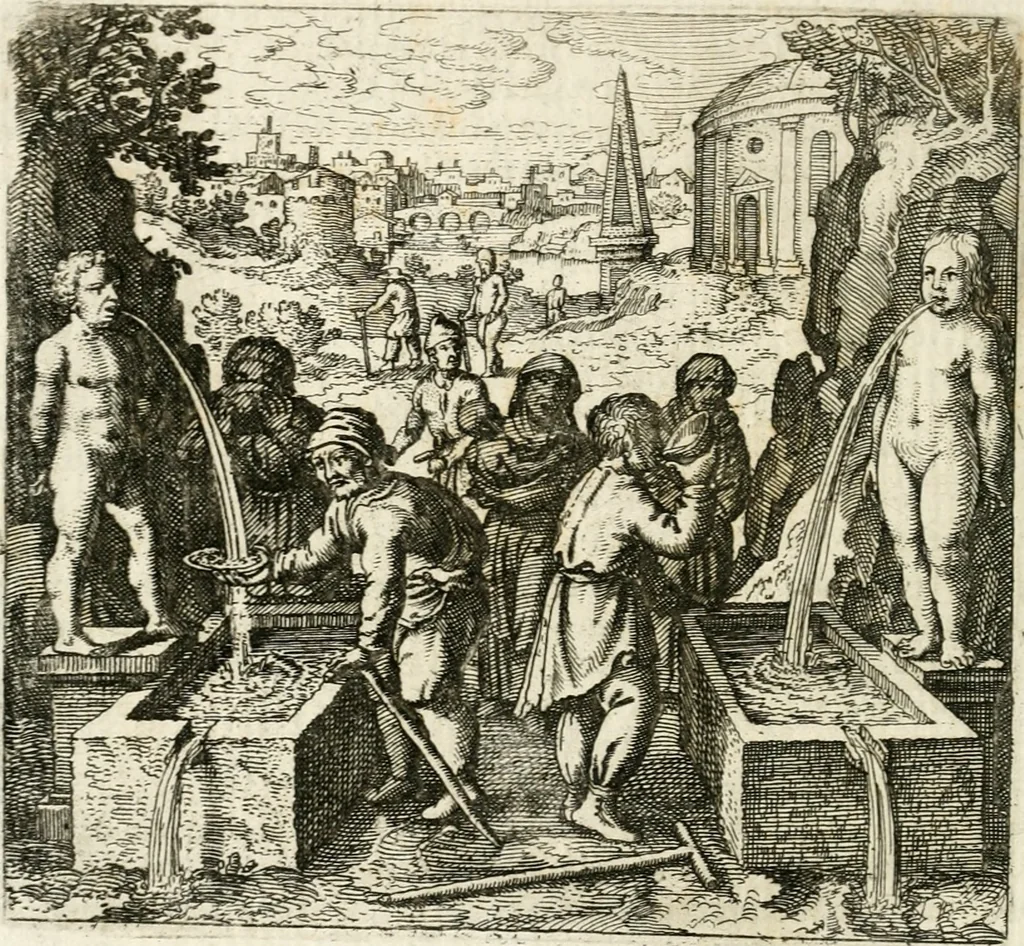 An illustration from Michaelis Majeri ... Secretioris naturae secretorum scrutinium chymicum : per oculis et intellectui accuratè accommodata, figuris cupro appositissimè incisa, ingeniosissima emblemata, hisque confines, & ad rem egregiè facientes sententias, doctissimaque item epigrammata, illustratum .., 1687, leaf 143