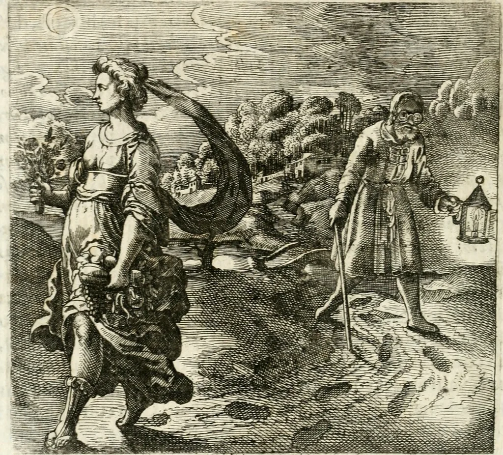 An illustration from Michaelis Majeri ... Secretioris naturae secretorum scrutinium chymicum : per oculis et intellectui accuratè accommodata, figuris cupro appositissimè incisa, ingeniosissima emblemata, hisque confines, & ad rem egregiè facientes sententias, doctissimaque item epigrammata, illustratum .., 1687, leaf 149