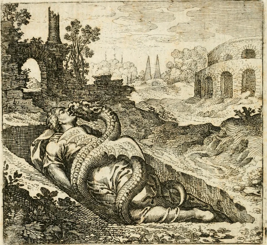 An illustration from Michaelis Majeri ... Secretioris naturae secretorum scrutinium chymicum : per oculis et intellectui accuratè accommodata, figuris cupro appositissimè incisa, ingeniosissima emblemata, hisque confines, & ad rem egregiè facientes sententias, doctissimaque item epigrammata, illustratum .., 1687, leaf 173