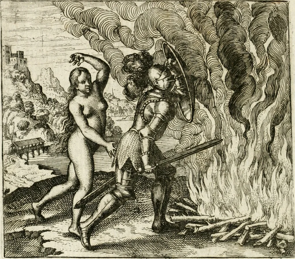 An illustration from Michaelis Majeri ... Secretioris naturae secretorum scrutinium chymicum : per oculis et intellectui accuratè accommodata, figuris cupro appositissimè incisa, ingeniosissima emblemata, hisque confines, & ad rem egregiè facientes sententias, doctissimaque item epigrammata, illustratum .., 1687, leaf 83