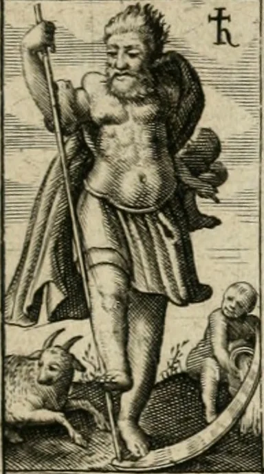 An illustration from Michaelis Majeri Viatorivm, hoc est, De montibvs planetarvm septem seu metallorum : tractatvs tam utilis, quàm perspicuus, quo, ut indice mercuriali in trivijs, vel Ariadnêo filo in labyrintho, seu cynosurâ in oceano chymicorum errorum immenso, quilibet rationalis, veritatis amans, ad illum, qui in montibus sese abdidit De Rubea-petra Alexicacum, omnibus medicis desideratum, investigandum, uti poterit, 1651, leaf 8