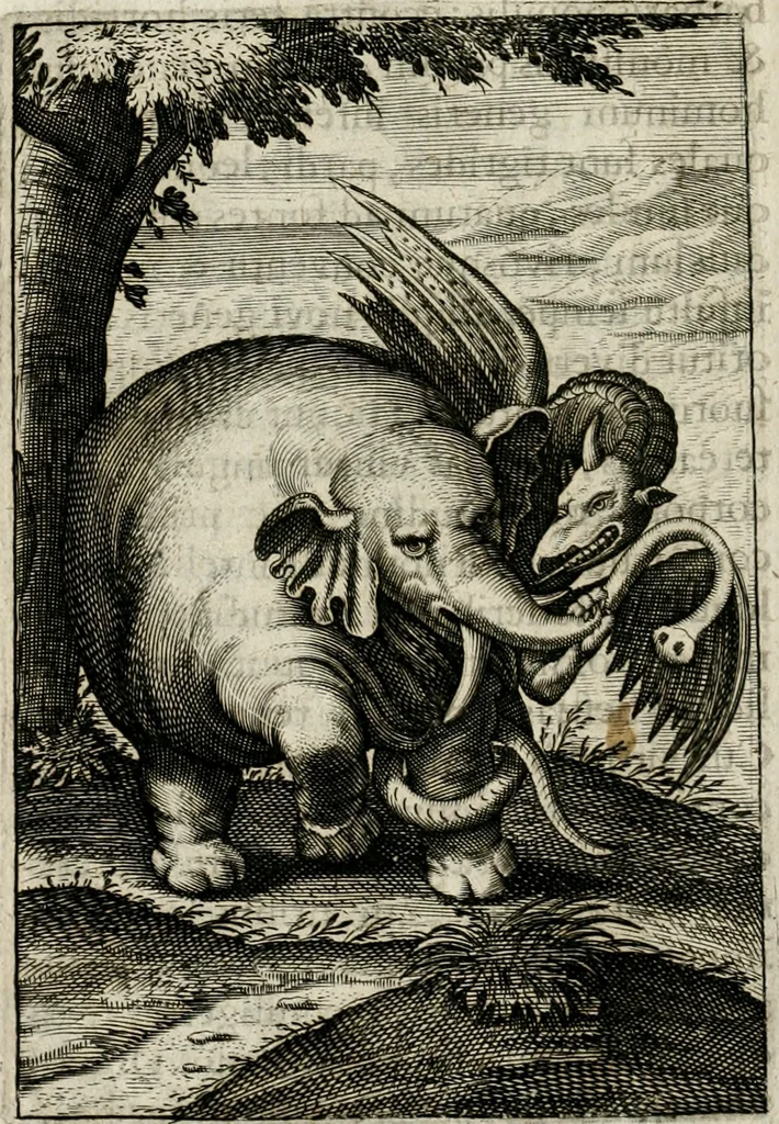 An illustration from Michaelis Majeri Viatorivm, hoc est, De montibvs planetarvm septem seu metallorum : tractatvs tam utilis, quàm perspicuus, quo, ut indice mercuriali in trivijs, vel Ariadnêo filo in labyrintho, seu cynosurâ in oceano chymicorum errorum immenso, quilibet rationalis, veritatis amans, ad illum, qui in montibus sese abdidit De Rubea-petra Alexicacum, omnibus medicis desideratum, investigandum, uti poterit, 1651, leaf 95