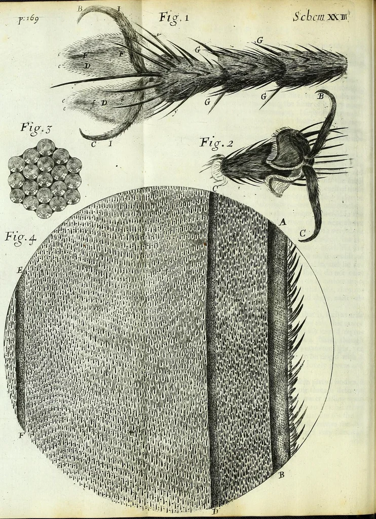 An illustration from Micrographia, or, Some physiological descriptions of minute bodies made by magnifying glasses : with observations and inquiries thereupon, 1667, leaf 270