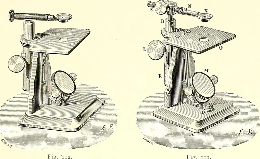 An illustration from The microscope : its construction and management : including technique, photo-micrography, and the past and future of the microscope, 1893, leaf 140