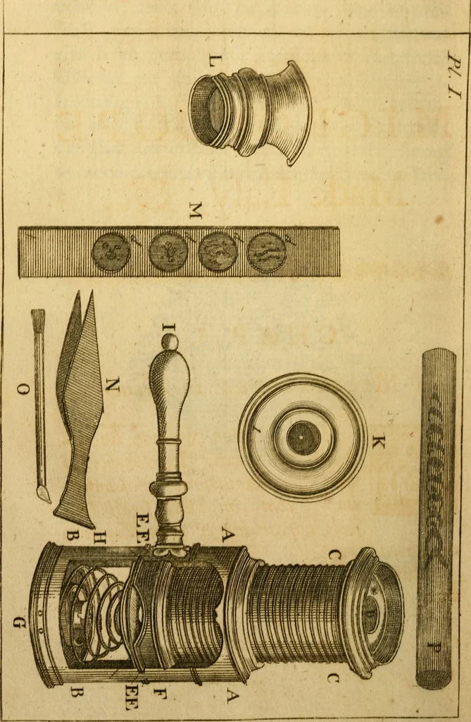 An illustration from The microscope made easy: or, I. The nature, uses and magnifying powers of the best kinds of microscopes ... II. An account of what surprizing discoveries have been already made by the microscope .., 1754, leaf 25