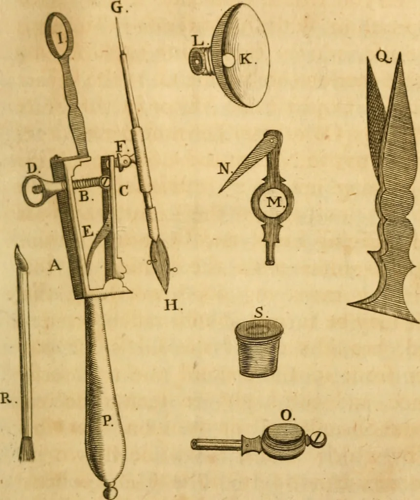 An illustration from The microscope made easy: or, I. The nature, uses and magnifying powers of the best kinds of microscopes ... II. An account of what surprizing discoveries have been already made by the microscope .., 1754, leaf 64
