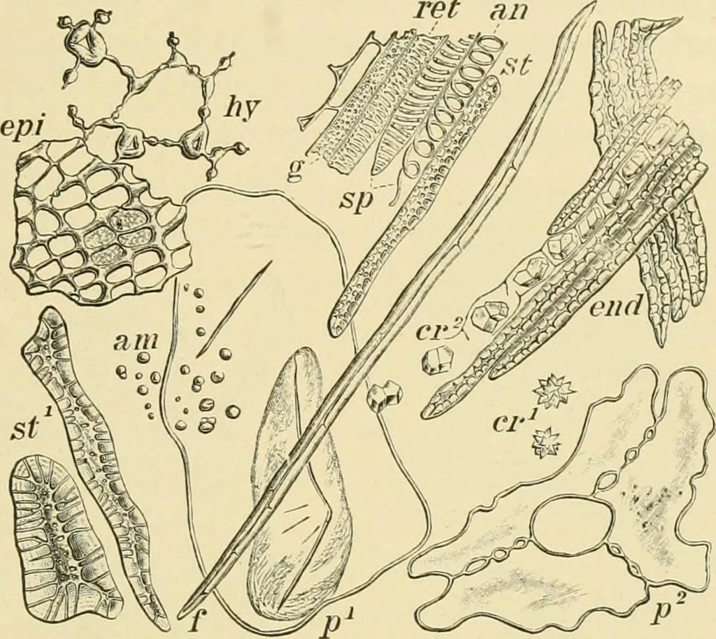 An illustration from The microscopy of vegetable foods, with special reference to the detection of adulteration and the diagnosis of mixtures, 1916, leaf 342