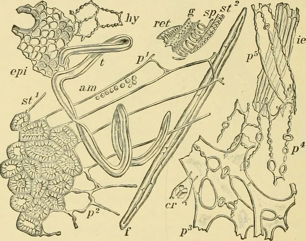 An illustration from The microscopy of vegetable foods, with special reference to the detection of adulteration and the diagnosis of mixtures, 1916, leaf 349