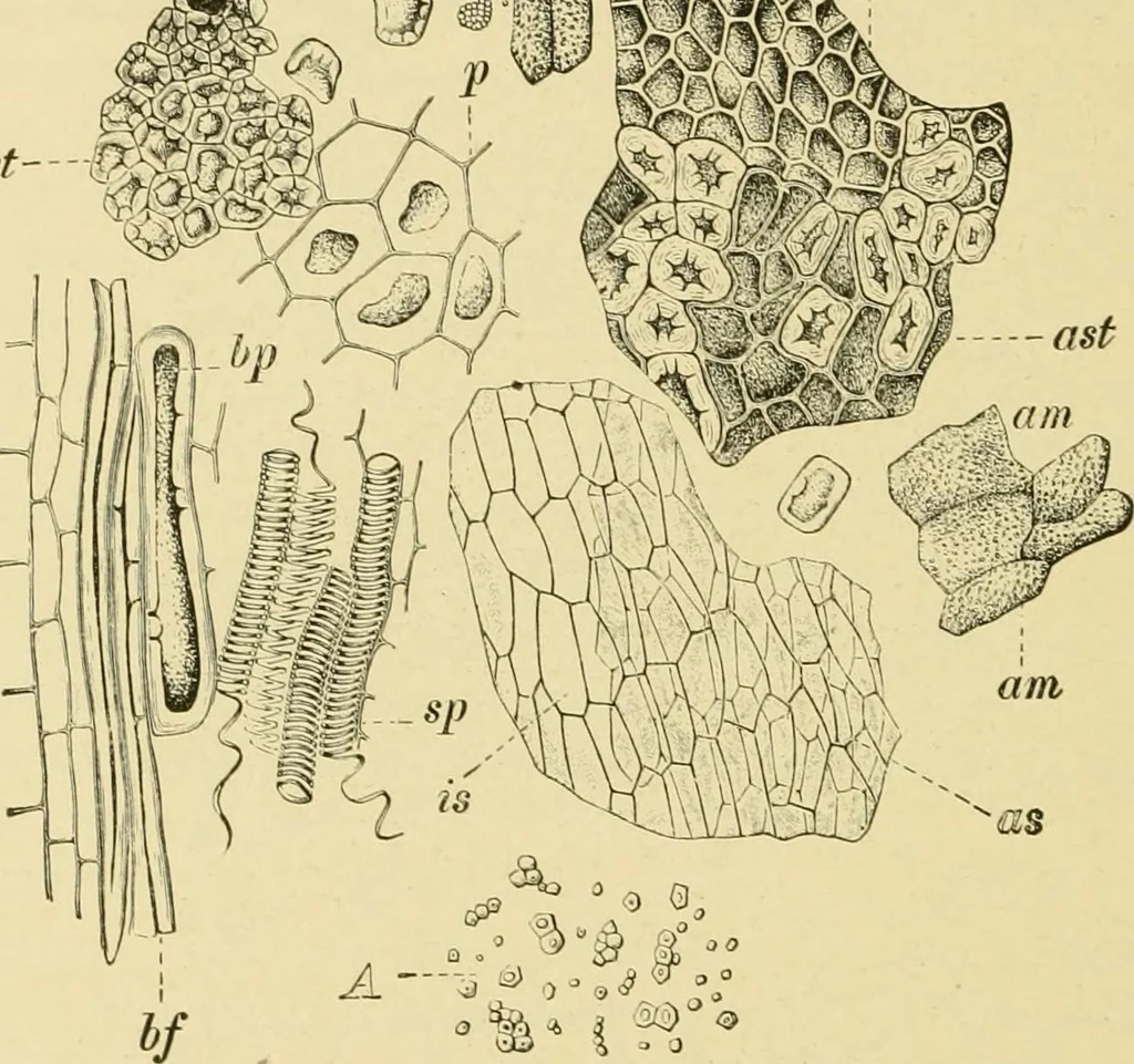 An illustration from The microscopy of vegetable foods, with special reference to the detection of adulteration and the diagnosis of mixtures, 1916, leaf 525
